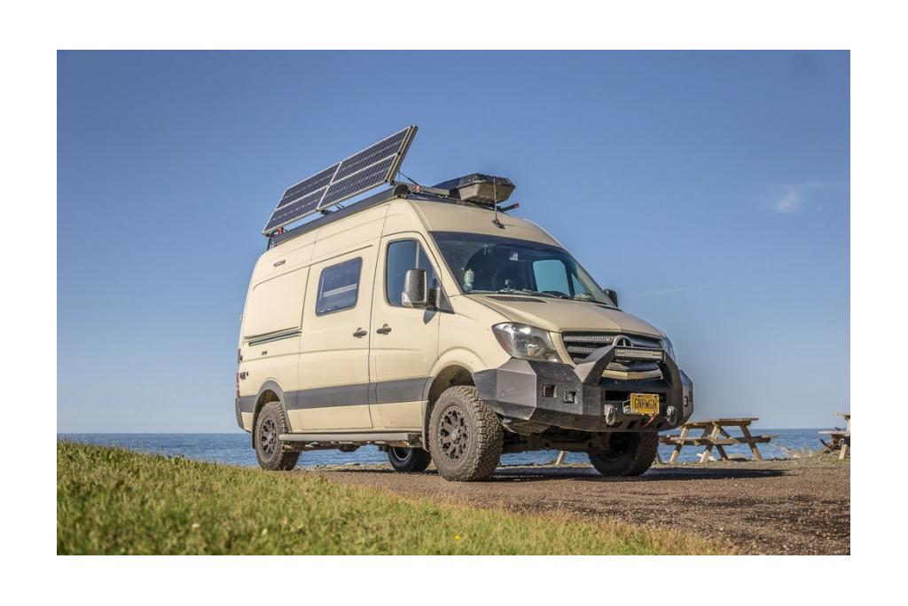 3/4 Exterior view of Winnebago Revel with modification enhancements