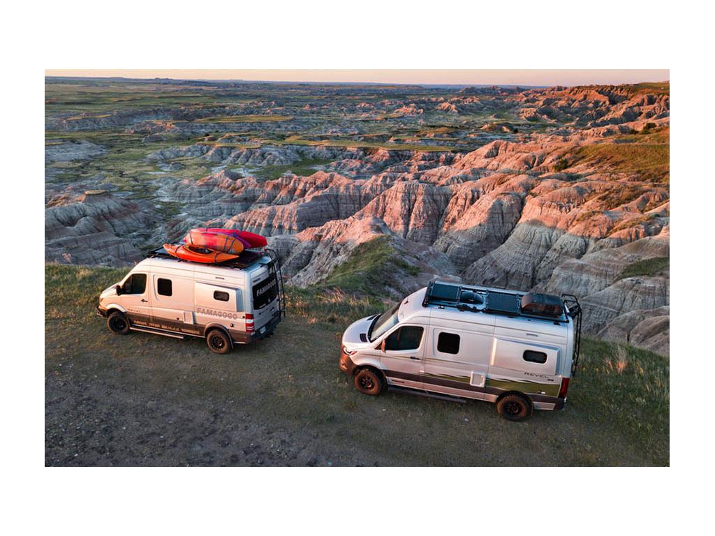 Aerial shot comparing 2018 and 2021 Winnebago Revel
