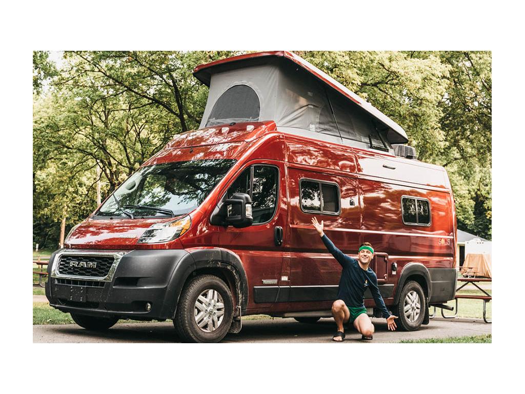 Mikah outside of Solis with pop-top up