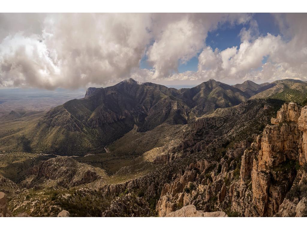 Guadalupe mountains with clouds above
