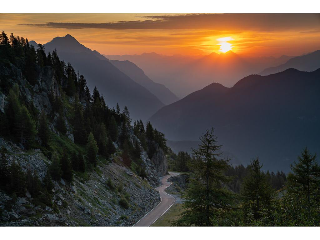 Sun setting over the mountains