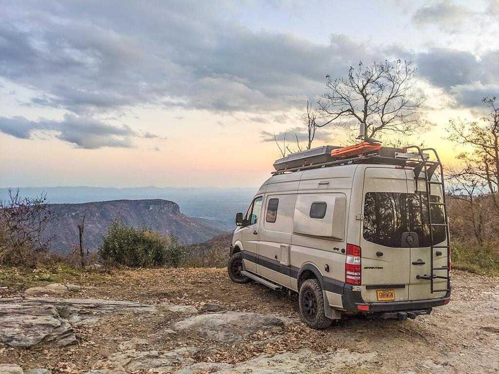 Winnebago Revel overlooking Blue Ridge Parkway in North Carolina