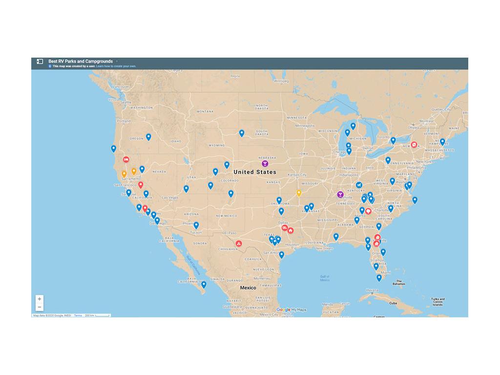 Map of campground suggestions