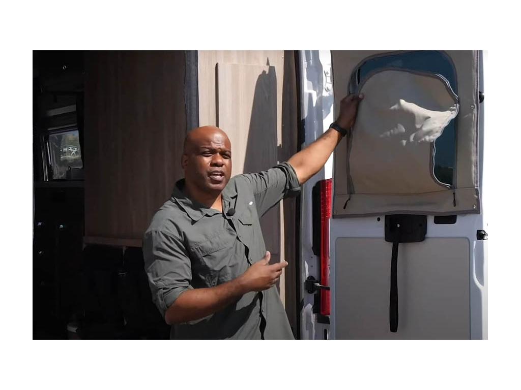 Marcus Stokes shows off the new window shades in Travato