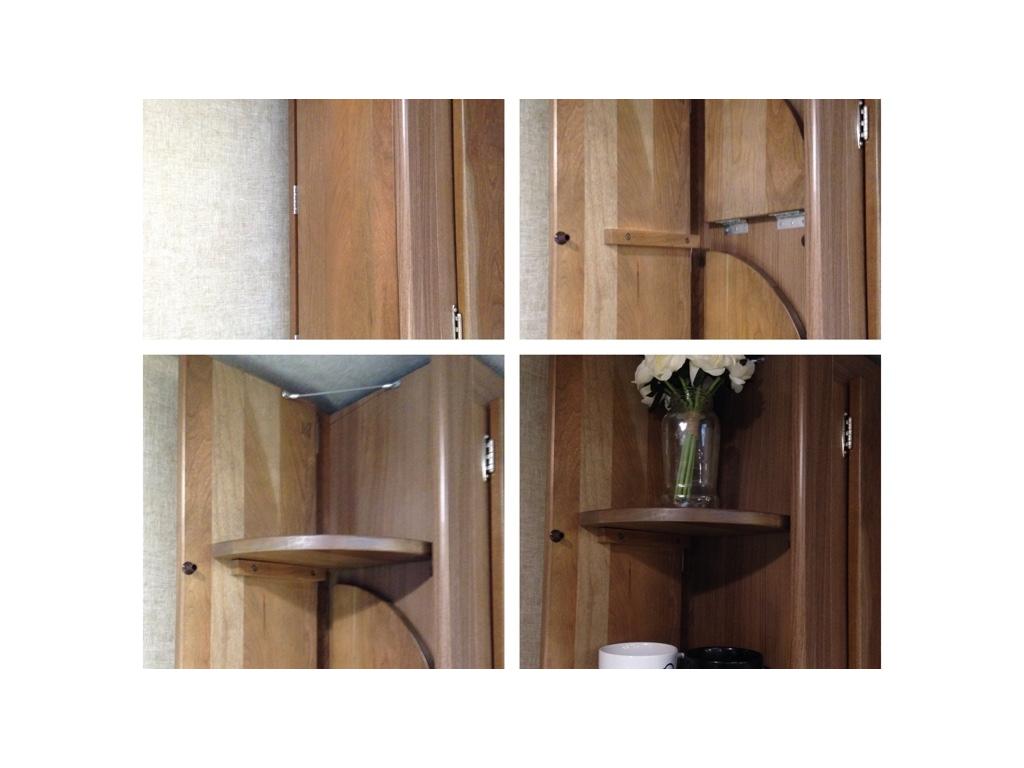 Hidden corner shelving.