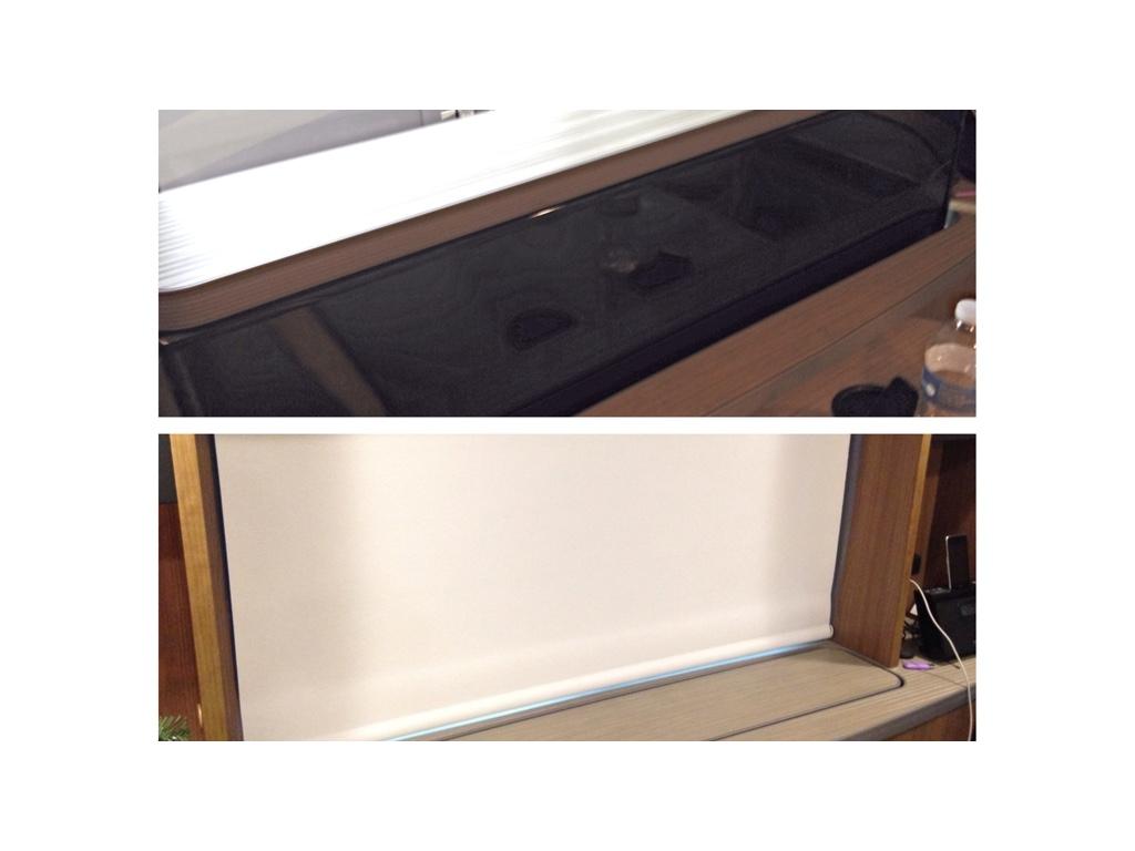 TV rising up from the counter.