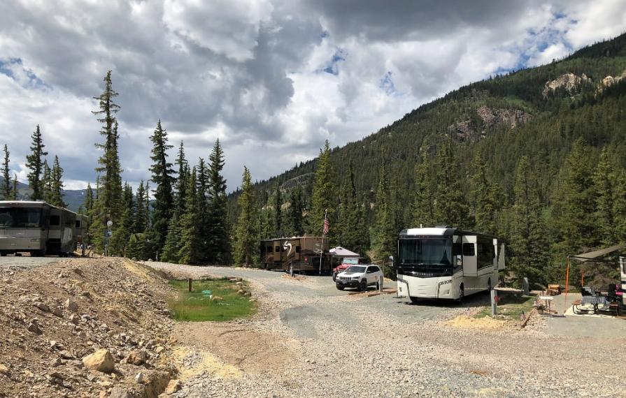 Horizon parked in gravel campsite in Lake City, CO