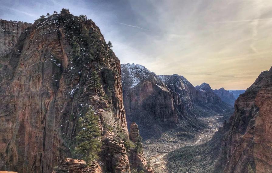 View down a canyon valley.