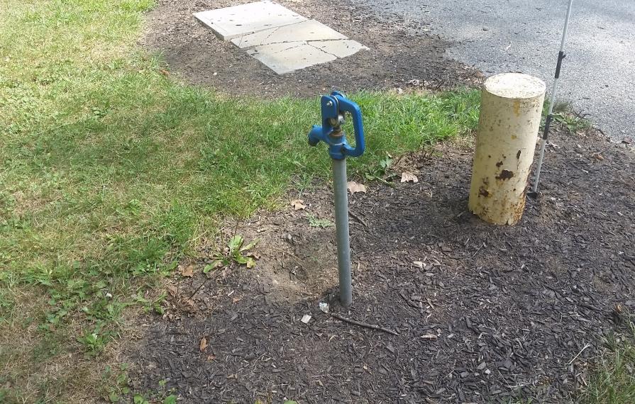 Clean water connection at campsite.