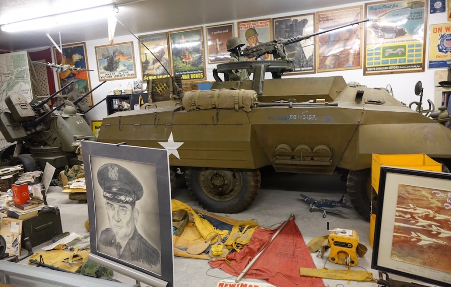 Military display in the museum complete with a tank.