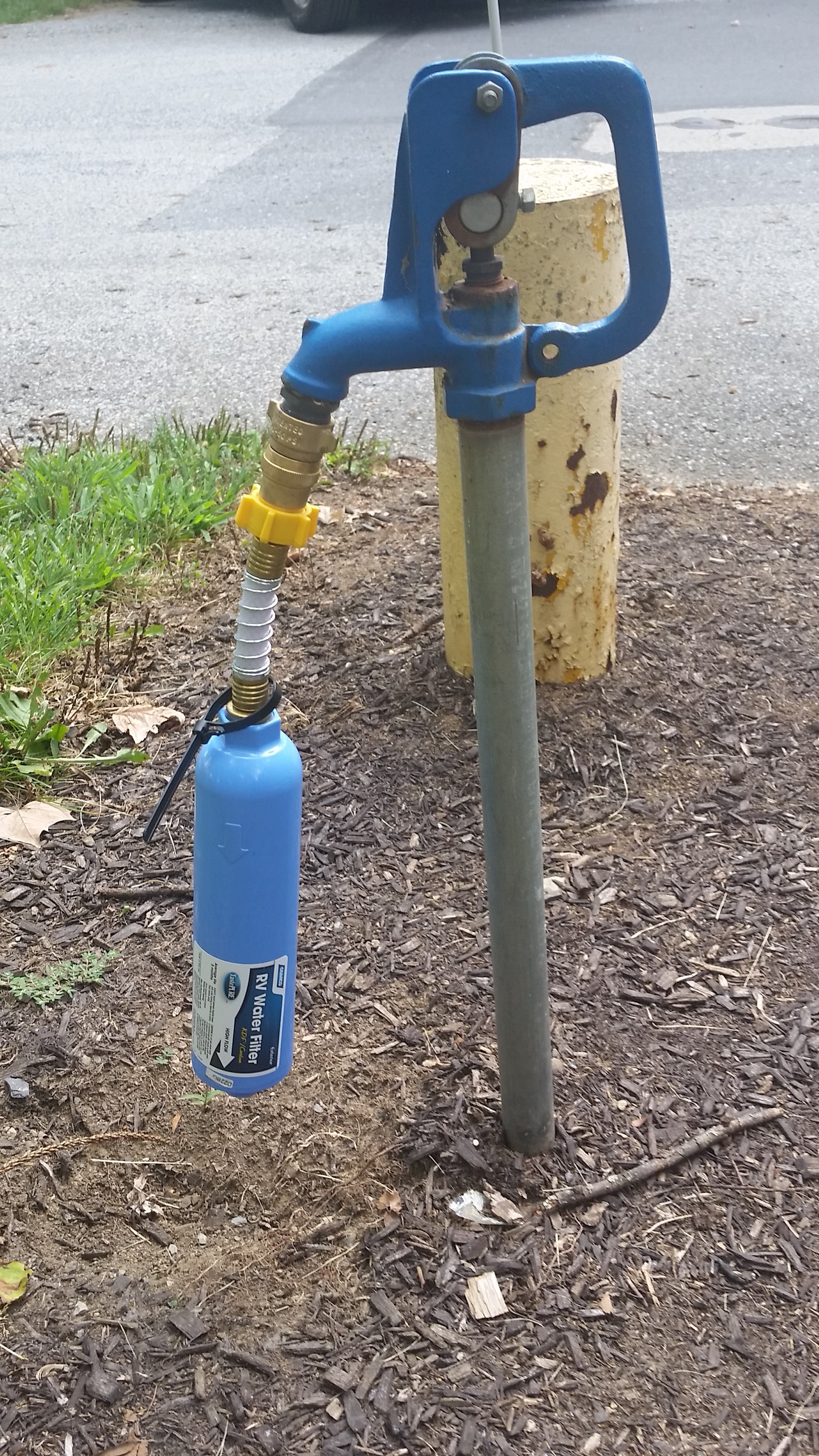 Clean water pump with water filter attached.