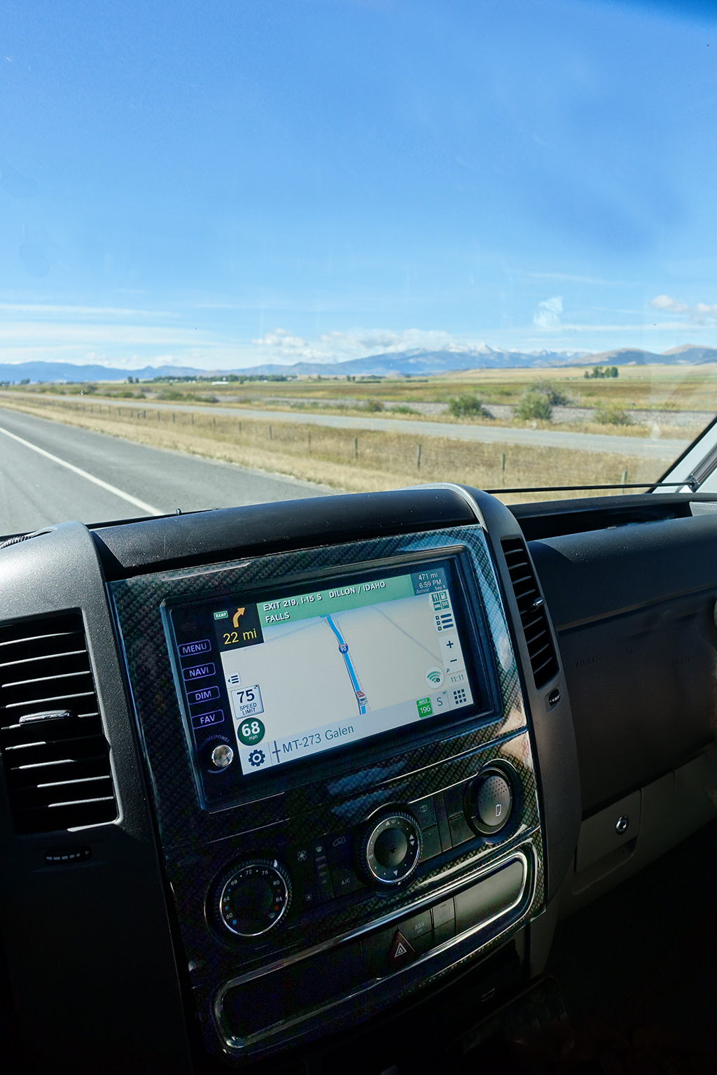 Navigation system on front dash.