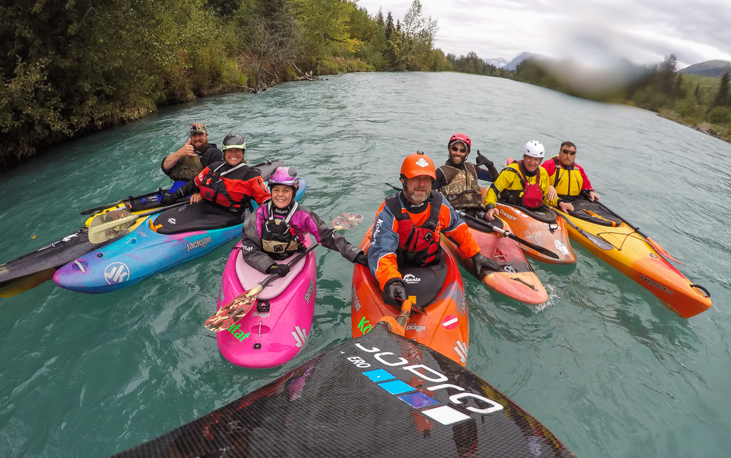 Group of kayakers on the river.