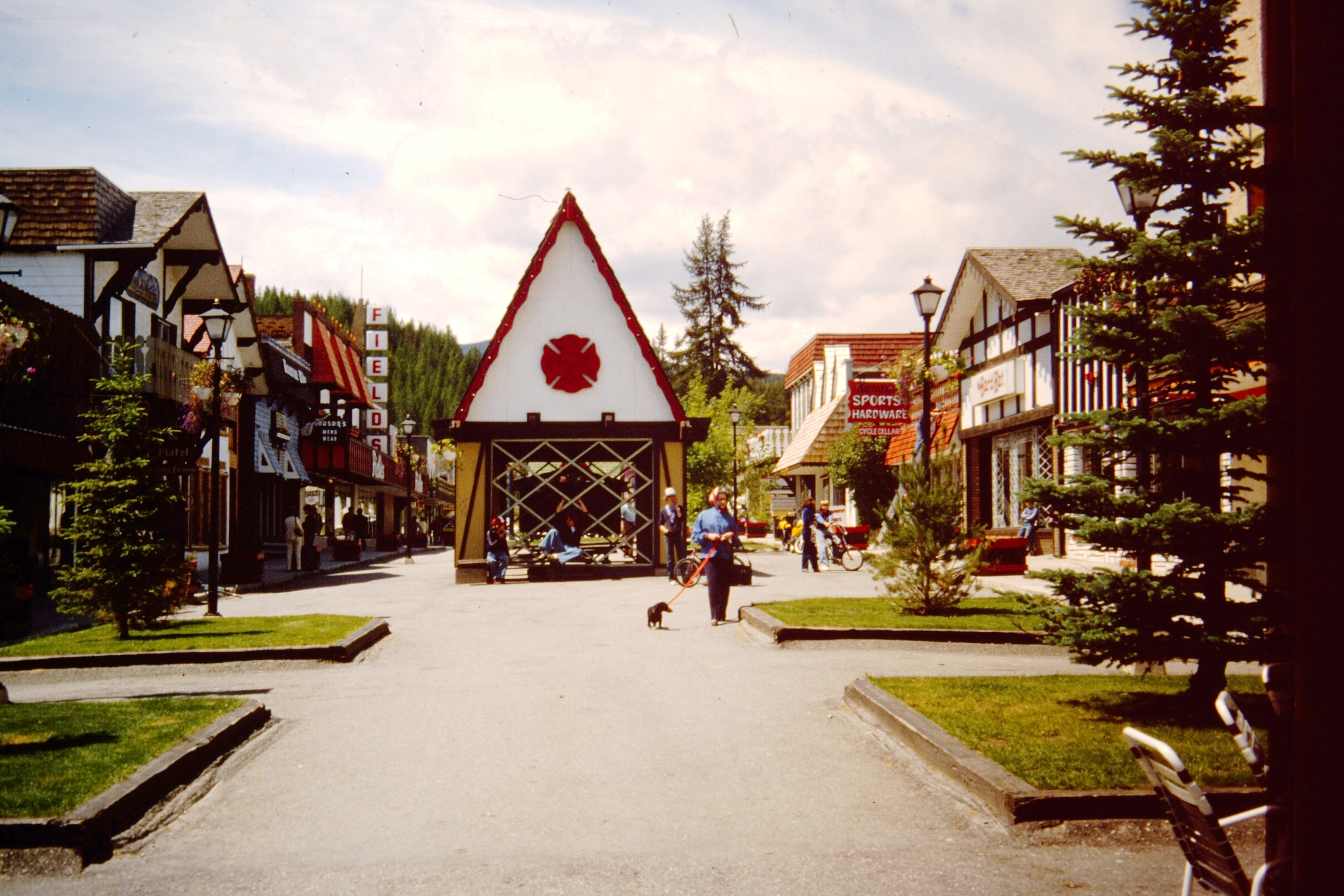 People walking through Jasper, Alberta.