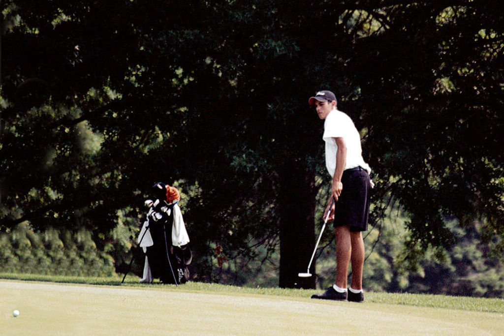 Jordan on putting green.