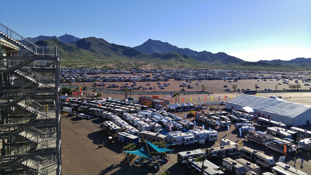 Rally and show at raceway.