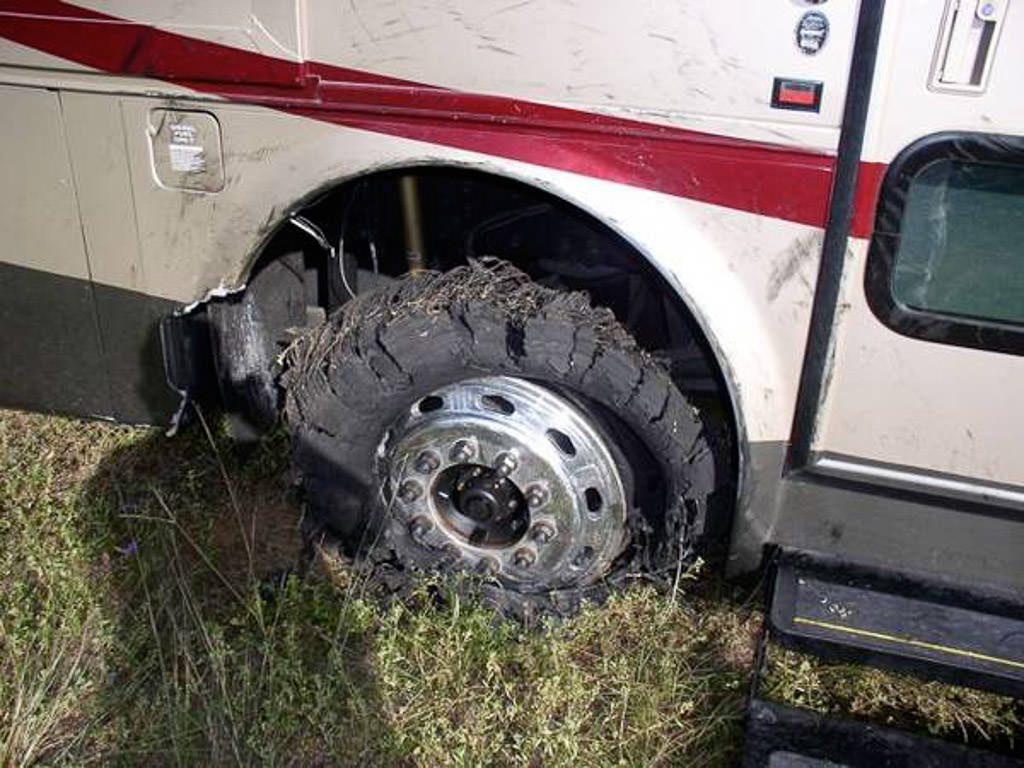 Blown RV tire.