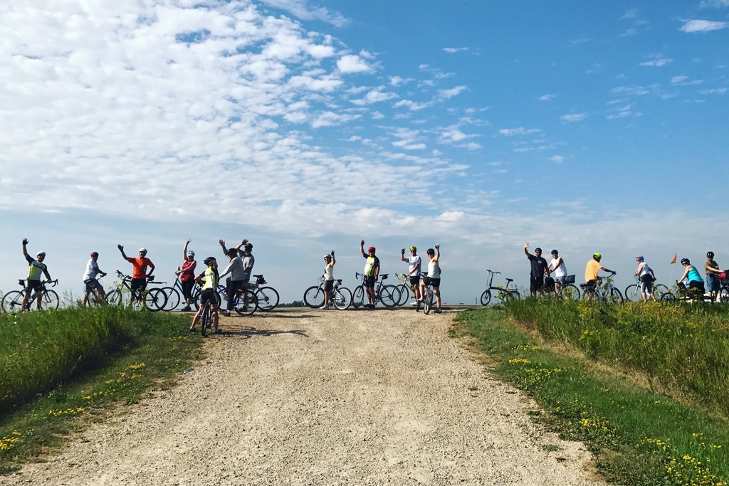 Attendees out on a bike ride