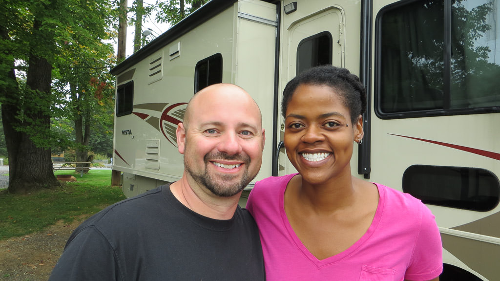 Kenny and Sabrina in front of Winnebago Vista