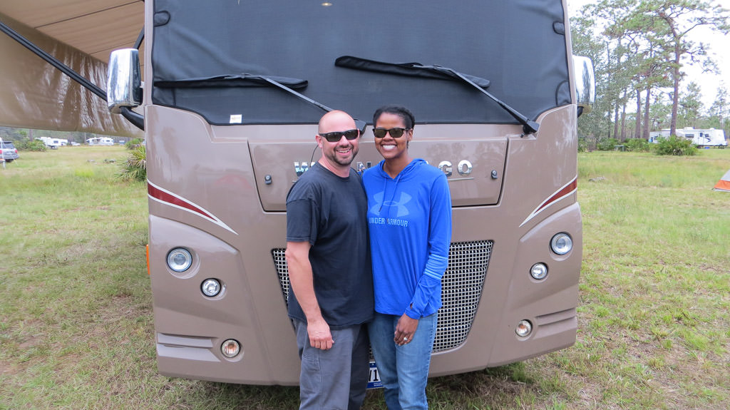 Kenny and Sabrina in front of Winnebago Vista