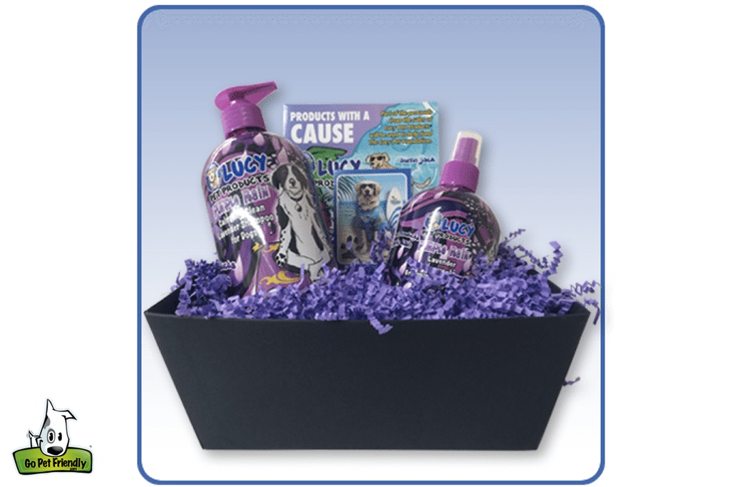Basket full of Lucy Pet Products