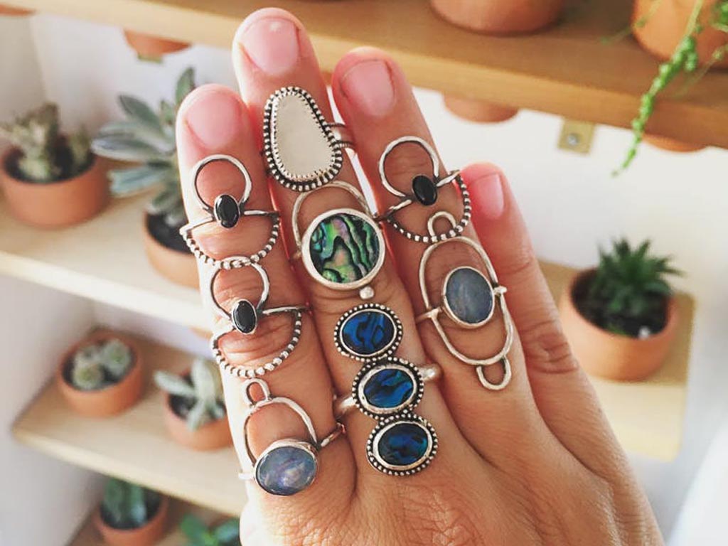 Hand full of handmade rings