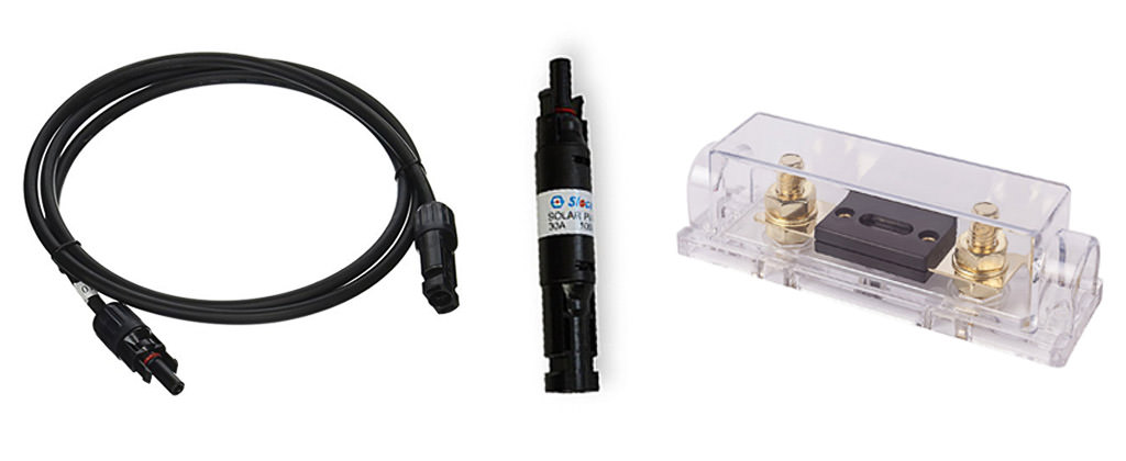 Hookup wires and MC4 connectors for portable solar setup