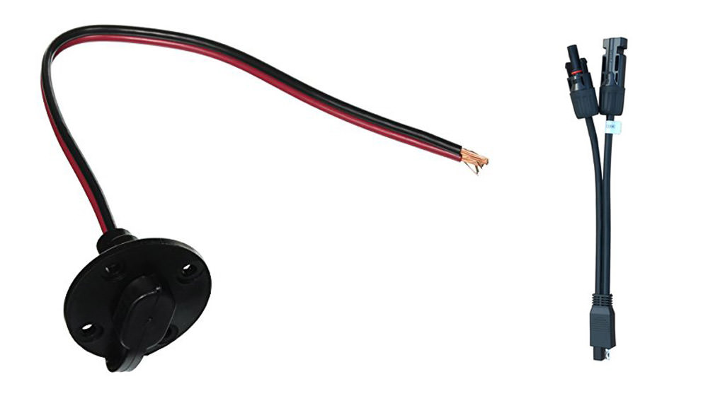 Hookup wire with MC4 connectors and MC4 to SAE adapter