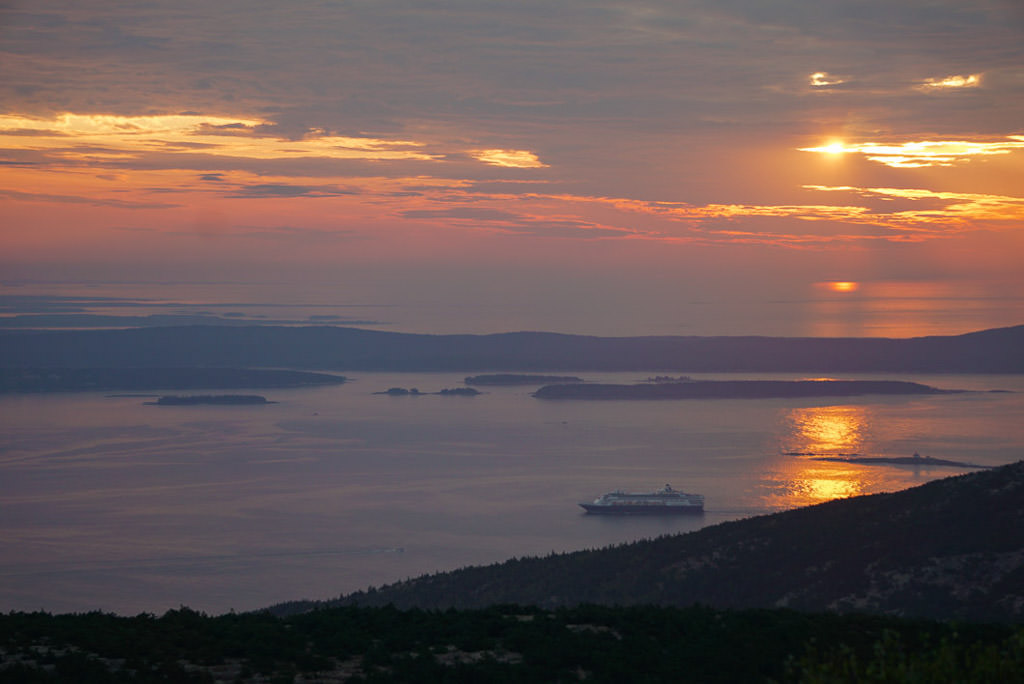Colorful sunrise over the water