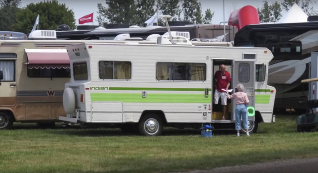 Winnebago Indian parked next to other Winnebago motorhomes
