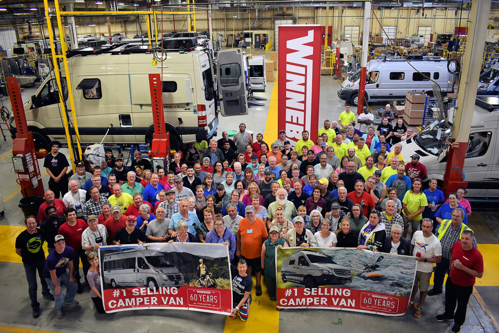 Winnie B group at Winnebago Lake Mills factory