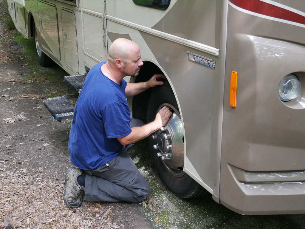 Kenny doing an inspection on tire