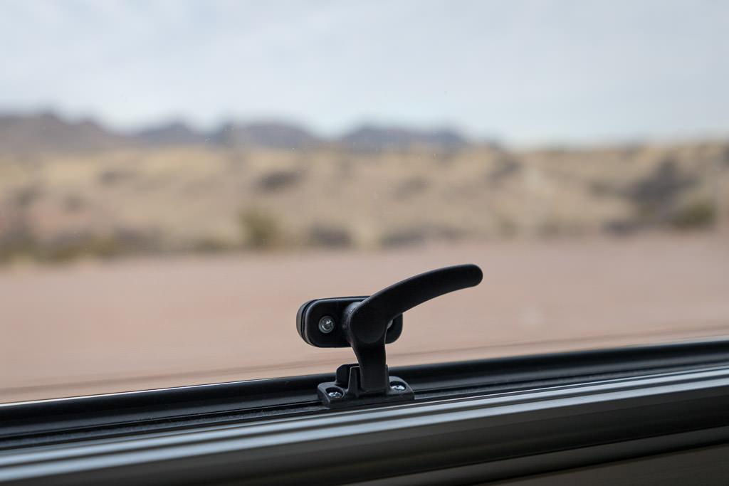 Detail view of a dual pane acrylic window