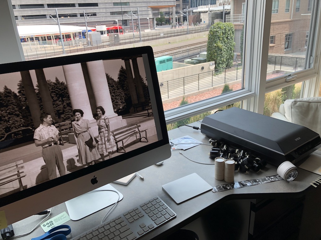 Computer screen displaying old photo