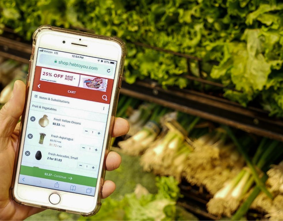 Phone screen showing ordering food online