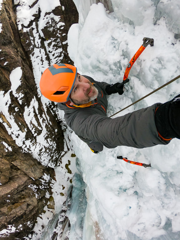 Peter ice climbing