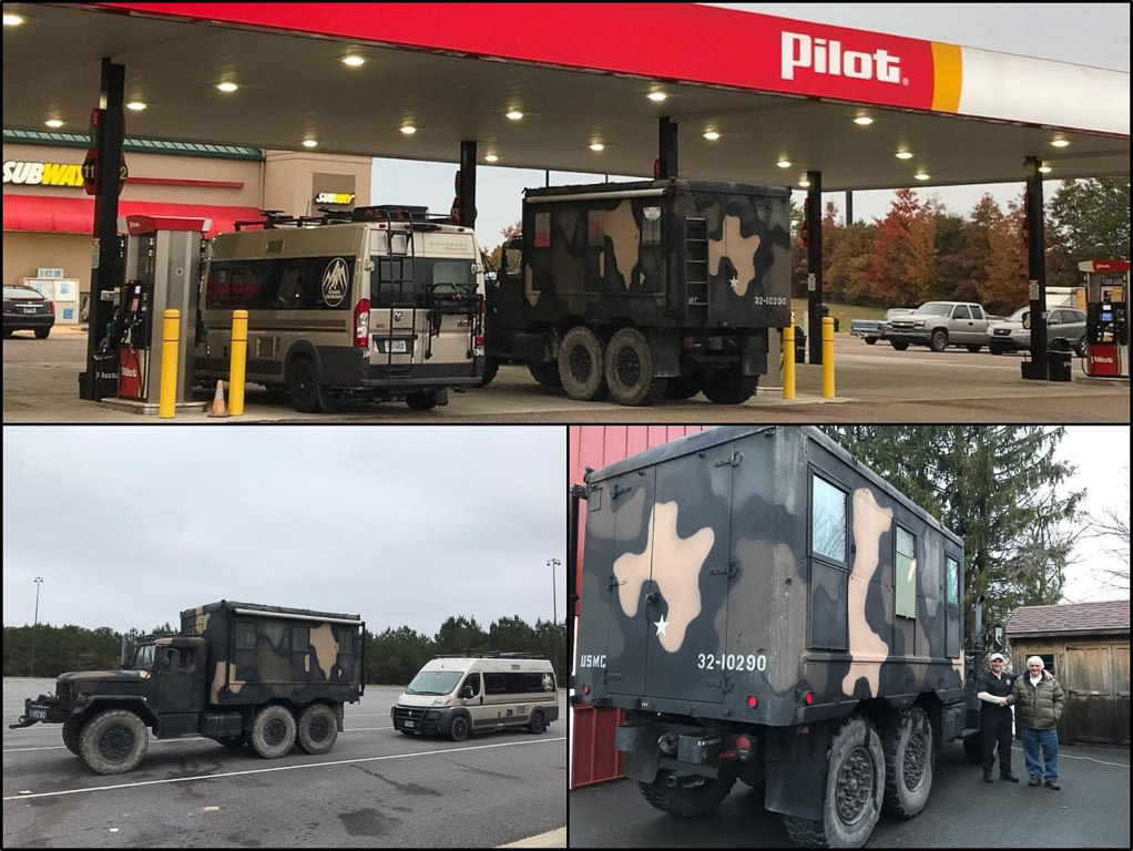 Warrior Expeditions cargo truck next to 2015 Travato 59G
