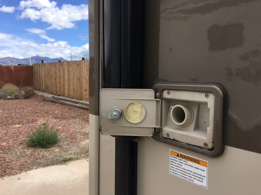 Water valve on the side of the Winnebago View.