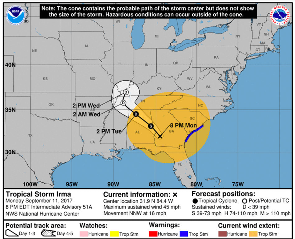 Storm tracker of Hurricane Irma in 2017.