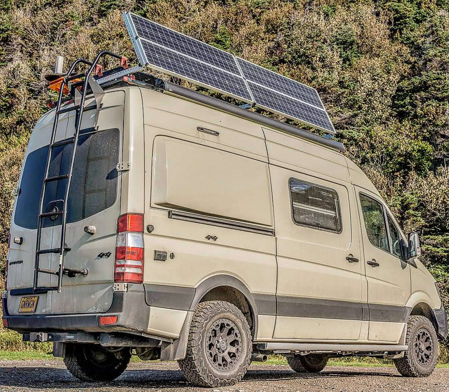 green rving solar setup on Revel